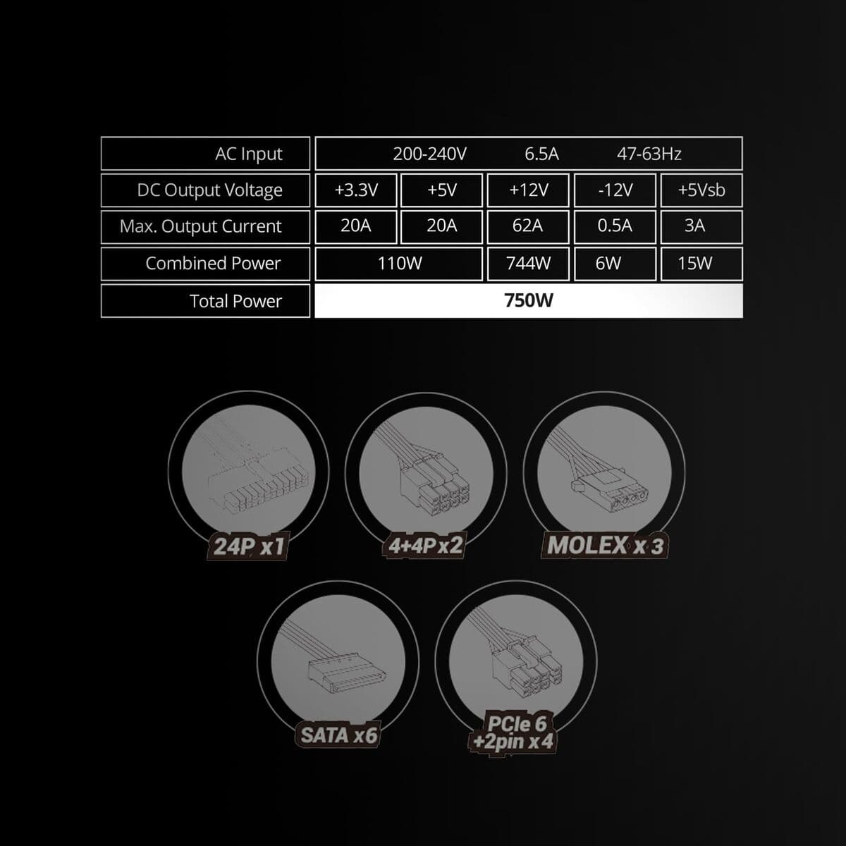 Strömtillförsel Mars Gaming MPZE750SIM ATX 750 W 6 W 110 W 80 Plus Silver (Renoverade A) - Image 6