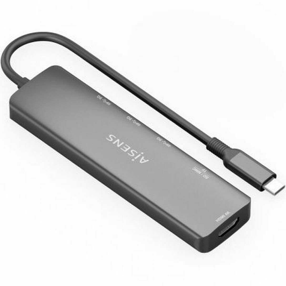 Hub USB Aisens USB-C DOCK 6 EN 1 Siva
