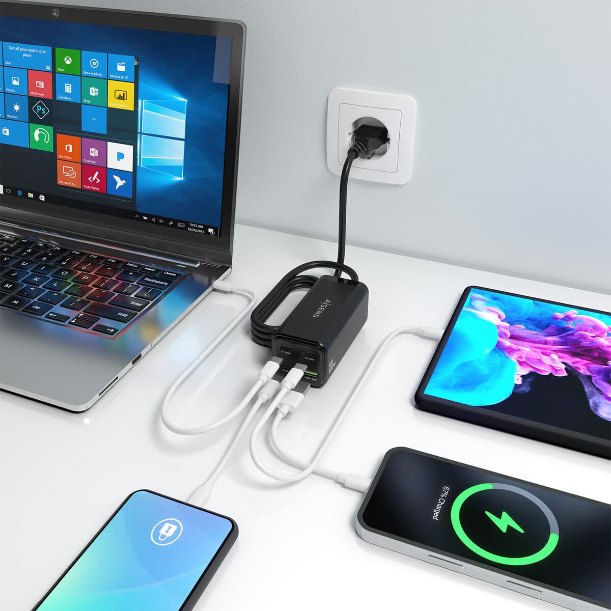 Väggladdare Aisens GAN Svart 100 W - Image 3