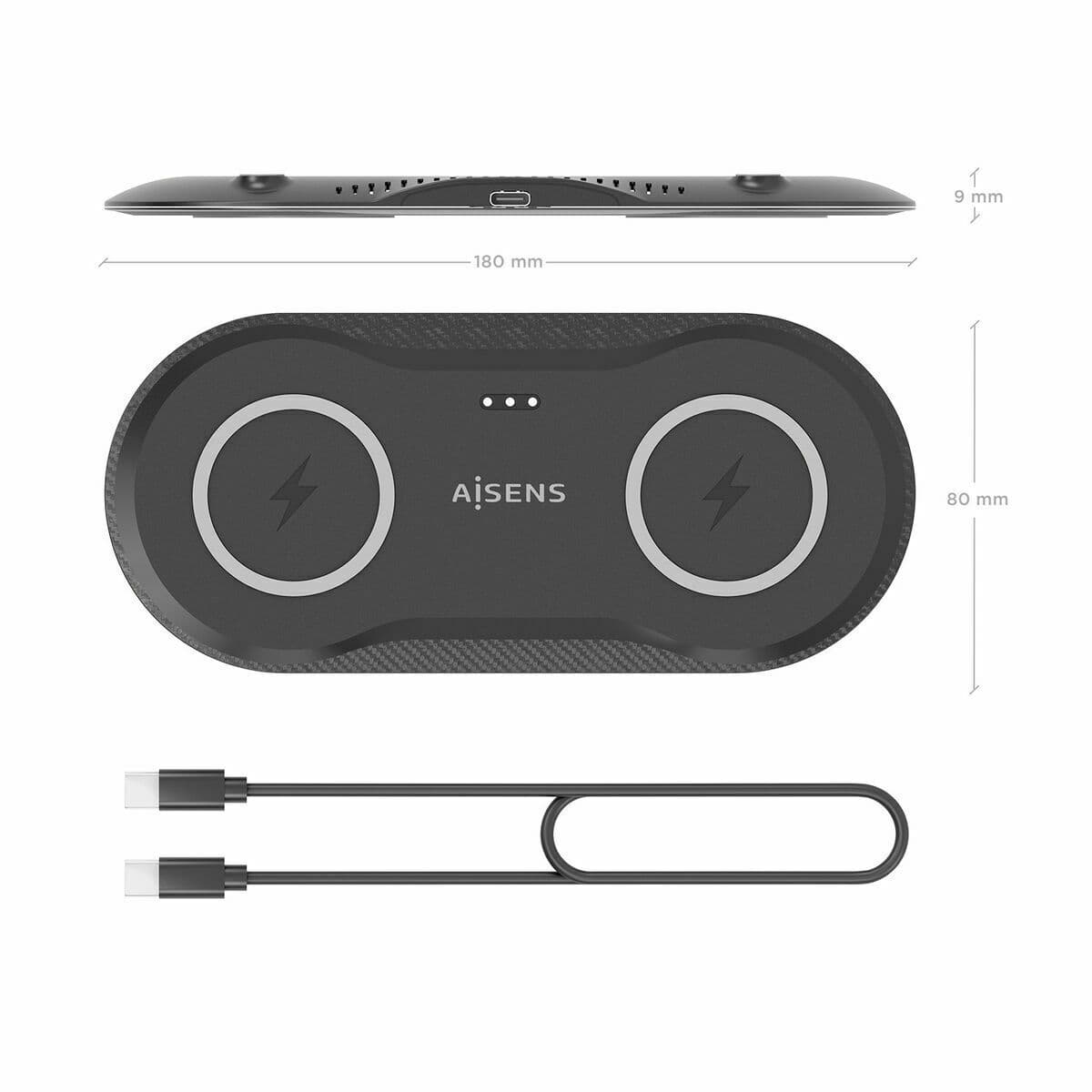 Chargeur sans fil Aisens ASCH-15W2WC060-BK Noir 50 W - Image 5