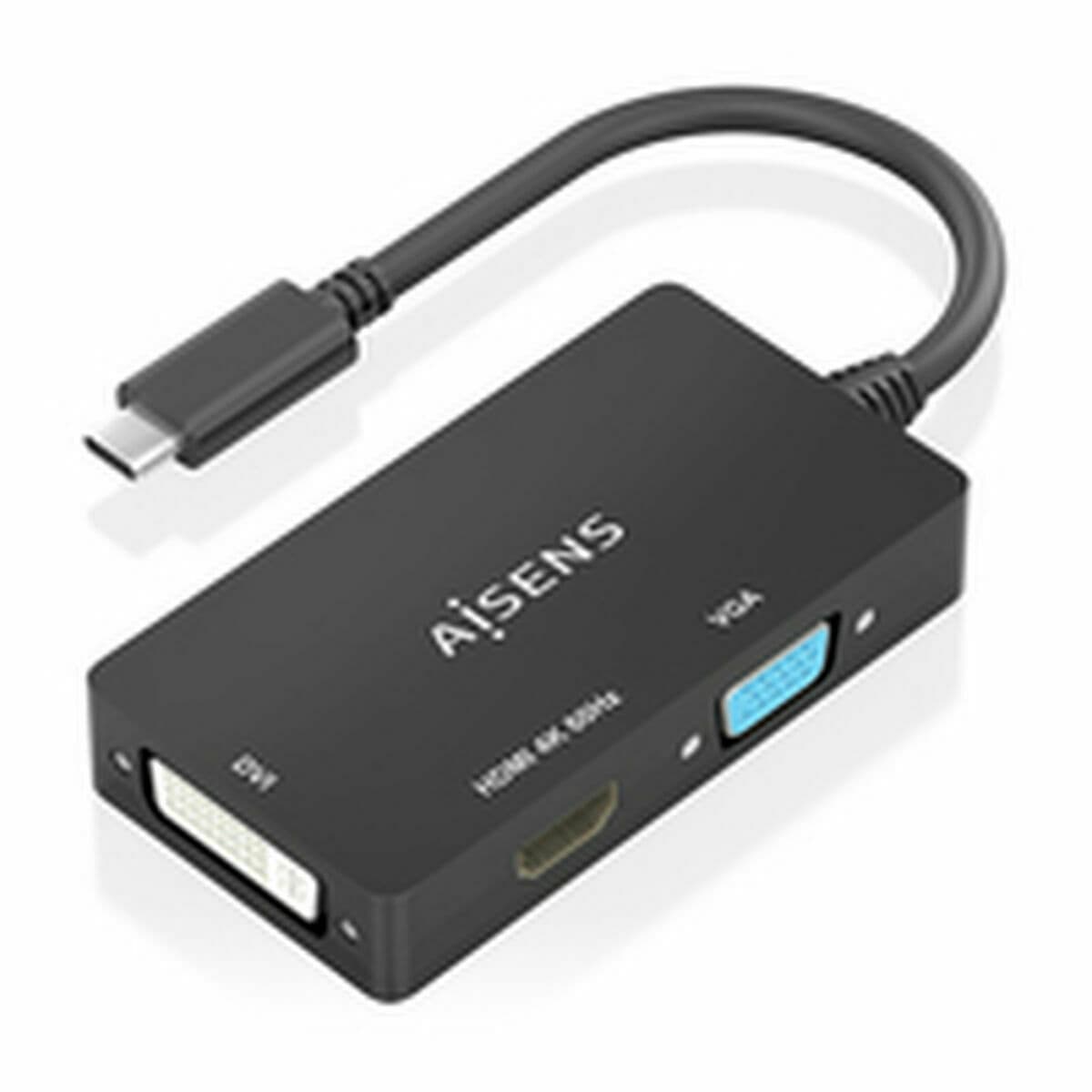 USB-C-zu-VGA/HDMI/DVI-Adapter Aisens A109-0954 Schwarz 15 cm - Image 7