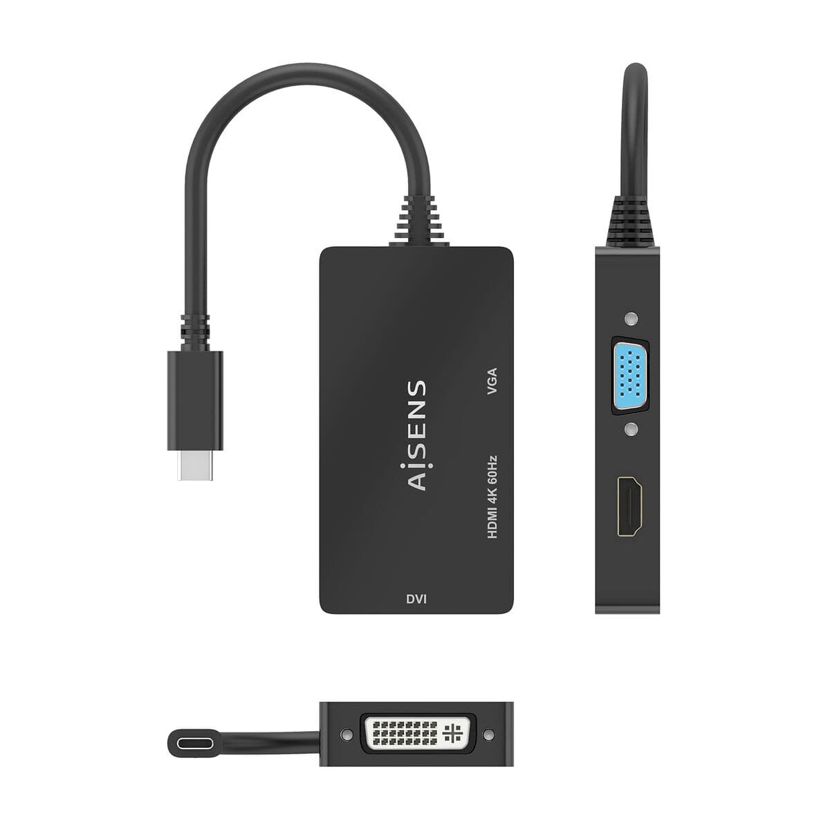USB-C-zu-VGA/HDMI/DVI-Adapter Aisens A109-0954 Schwarz 15 cm - Image 5