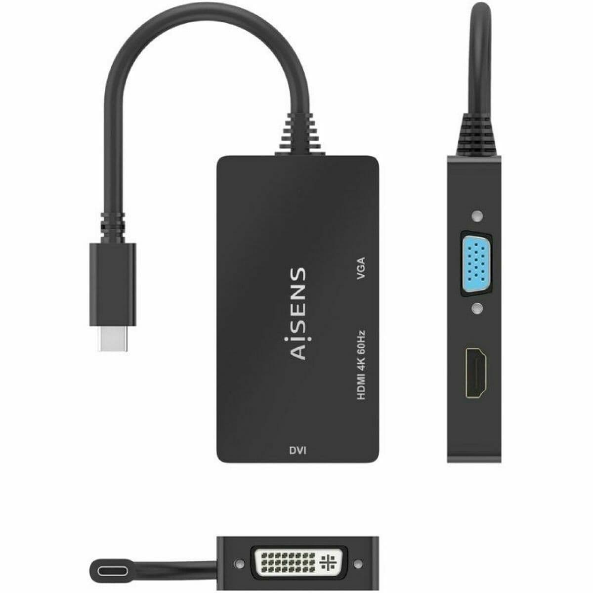 USB-C-zu-VGA/HDMI/DVI-Adapter Aisens A109-0954 Schwarz 15 cm - Image 12