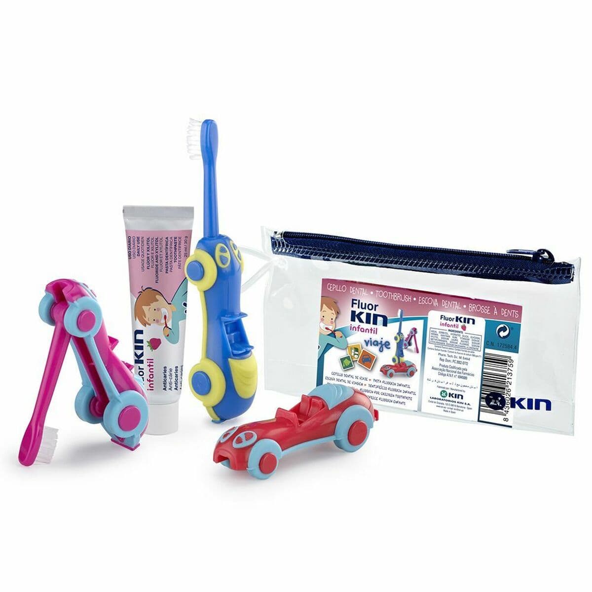 Set de Cuidado Bucal Infantil Kin Fluorkin Infantil Viaje Coche Coche (3 Piezas)