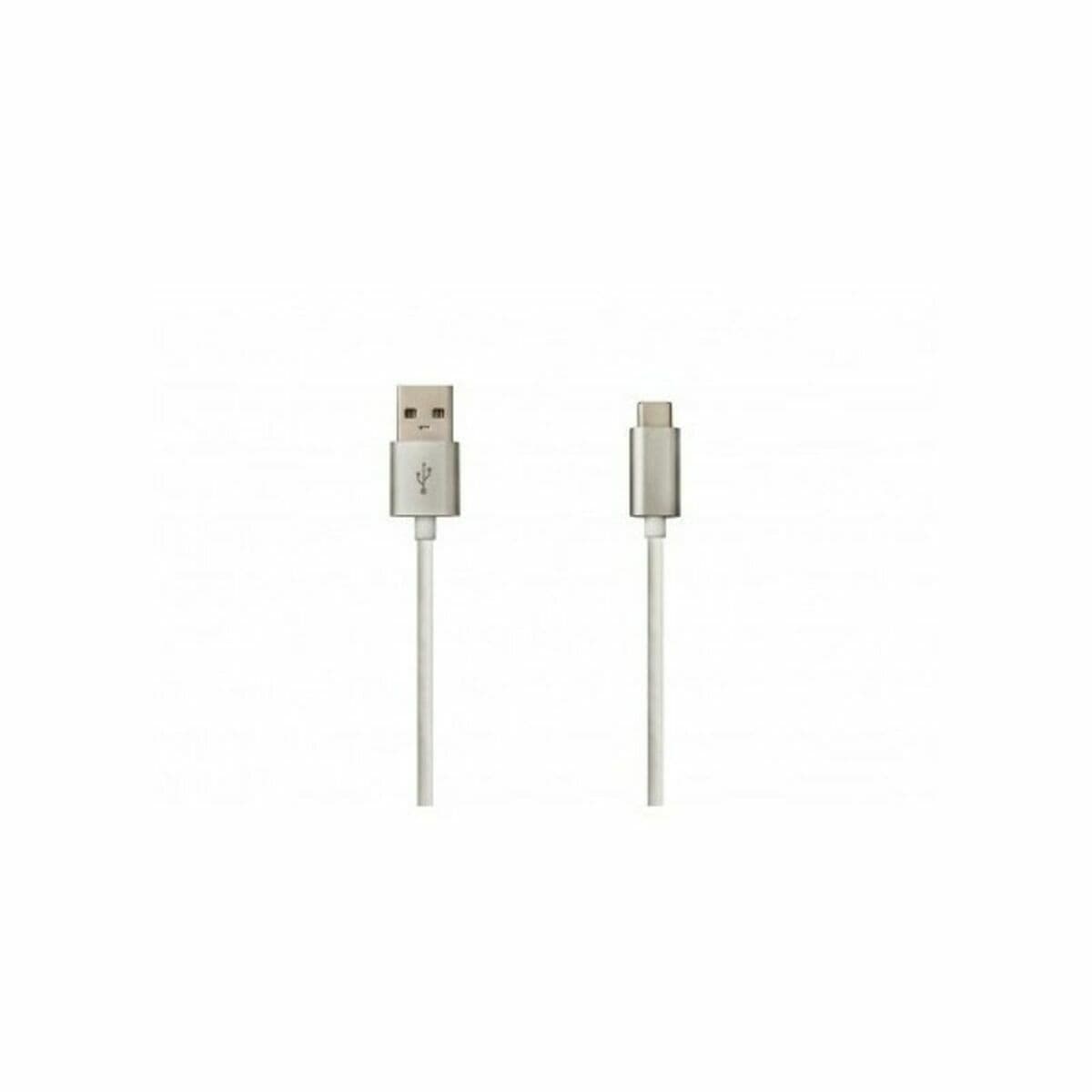 Cable USB A a USB C DCU Plateado (1 m)