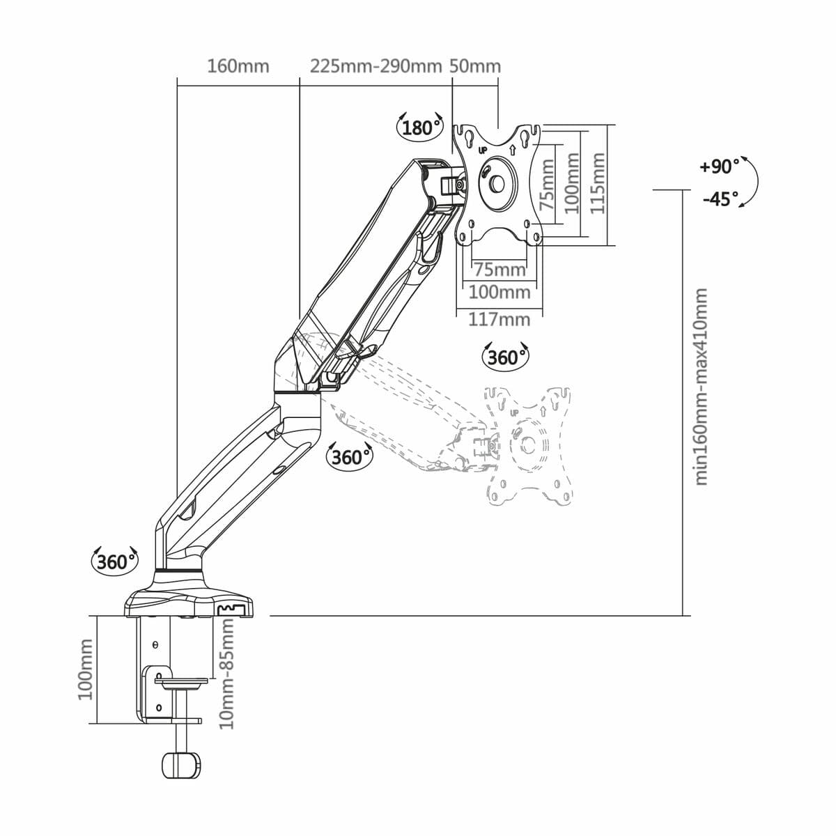 Support de table d'écran Aisens DT27TSR-043 32" - Image 12