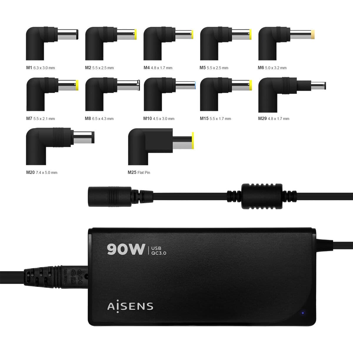 Chargeur d'ordinateur portable Aisens ASLC-90WAUTO-BK 90 W Universel - Image 2
