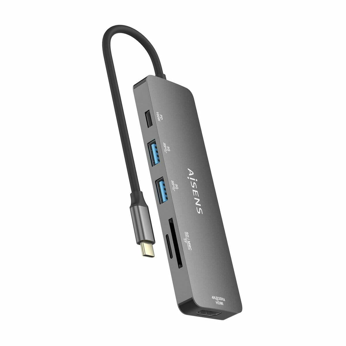 Hub USB Aisens ASUC-6P016-GR Cinzento Multicolor - Image 3