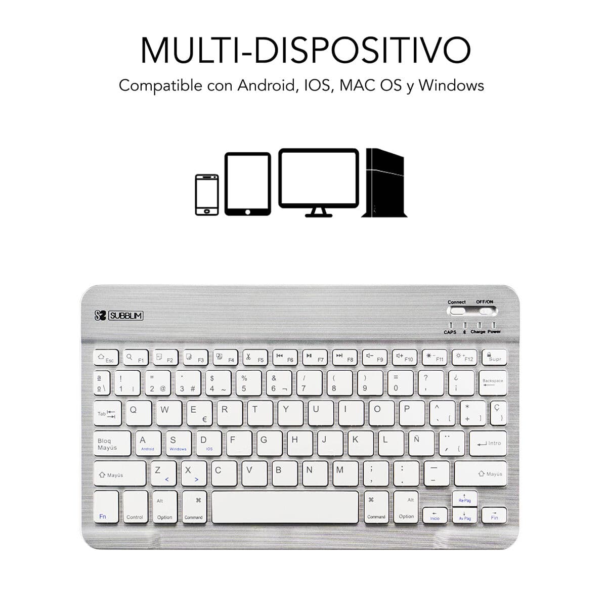 Clavier Bluetooth Subblim SUB-KBT-SM0001 Argenté Espagnol Qwerty - Image 11