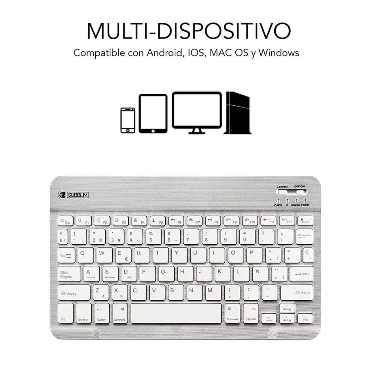 Clavier Bluetooth Subblim SUB-KBT-SM0001 Argenté Espagnol Qwerty - Image 13