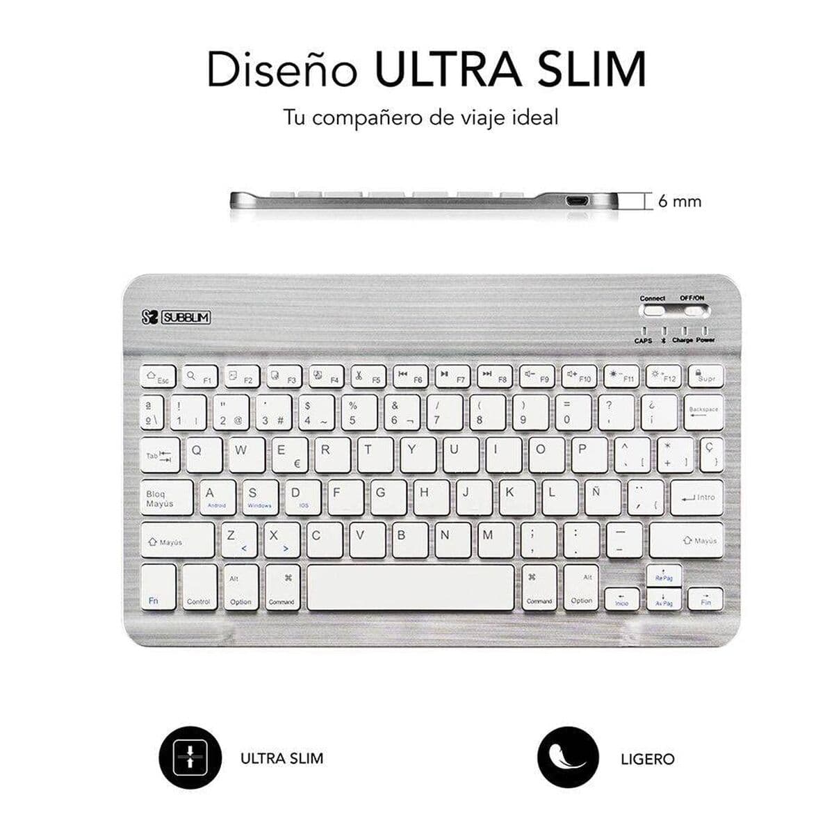 Clavier Bluetooth Subblim SUB-KBT-SM0001 Argenté Espagnol Qwerty - Image 14