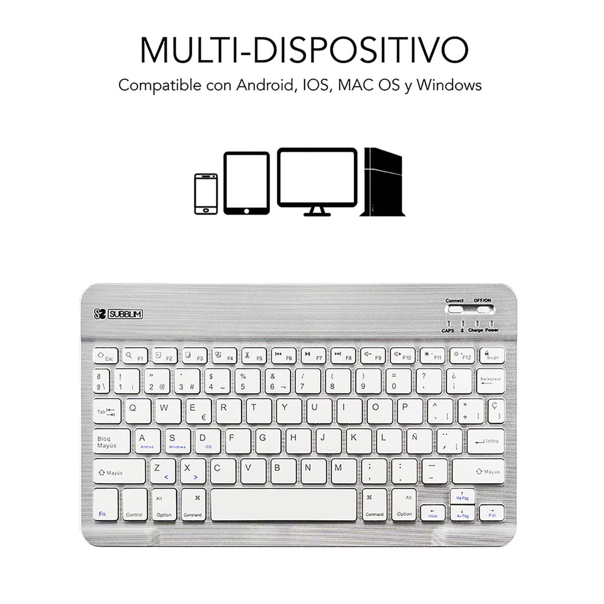 Clavier Bluetooth Subblim SUB-KBT-SM0001 Argenté Espagnol Qwerty - Image 29