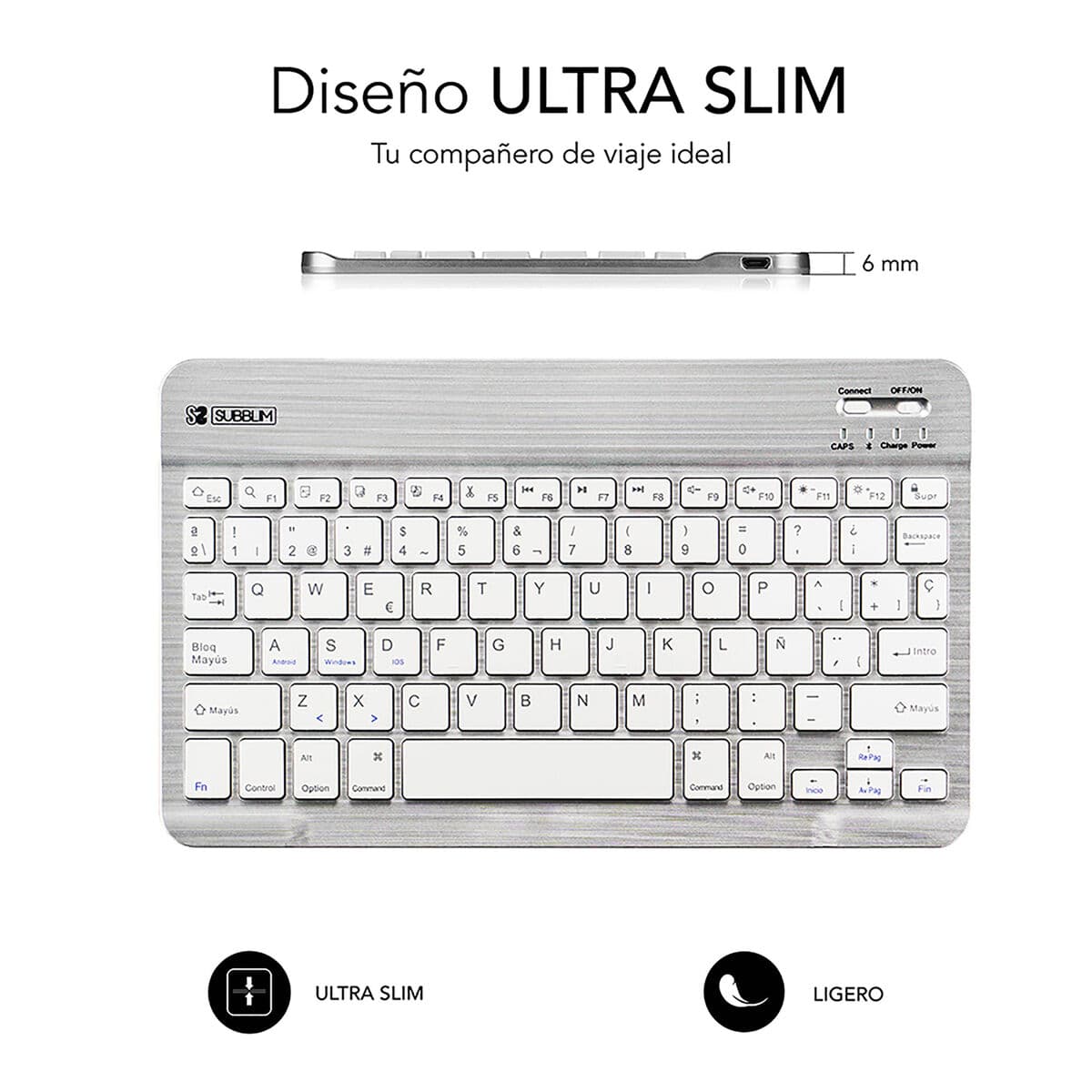 Clavier Bluetooth Subblim SUB-KBT-SM0001 Argenté Espagnol Qwerty - Image 30