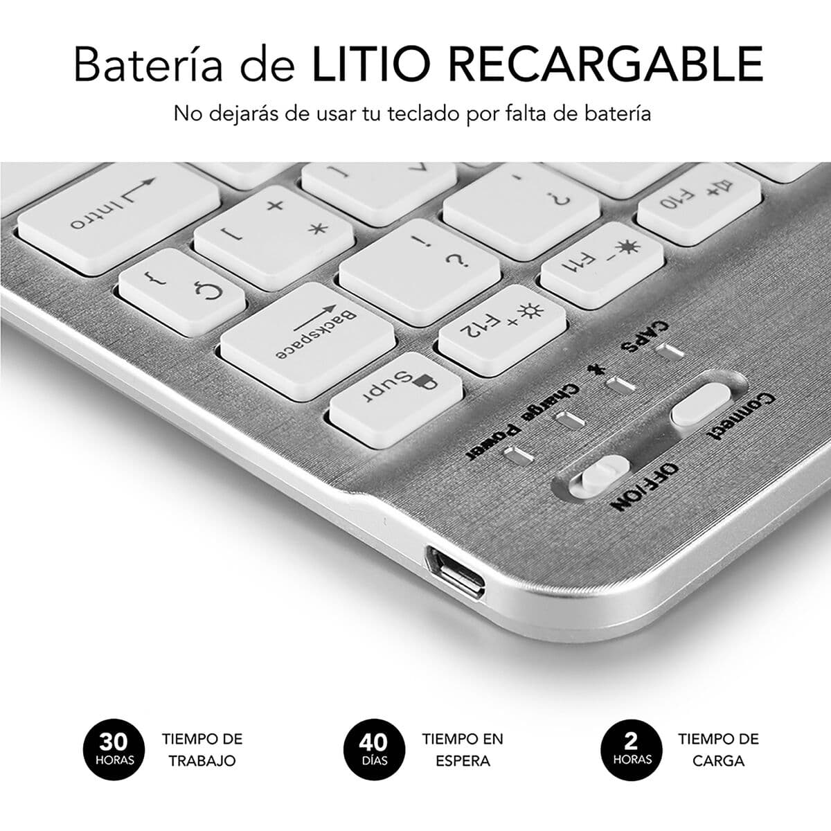 Clavier Bluetooth Subblim SUB-KBT-SM0001 Argenté Espagnol Qwerty - Image 3