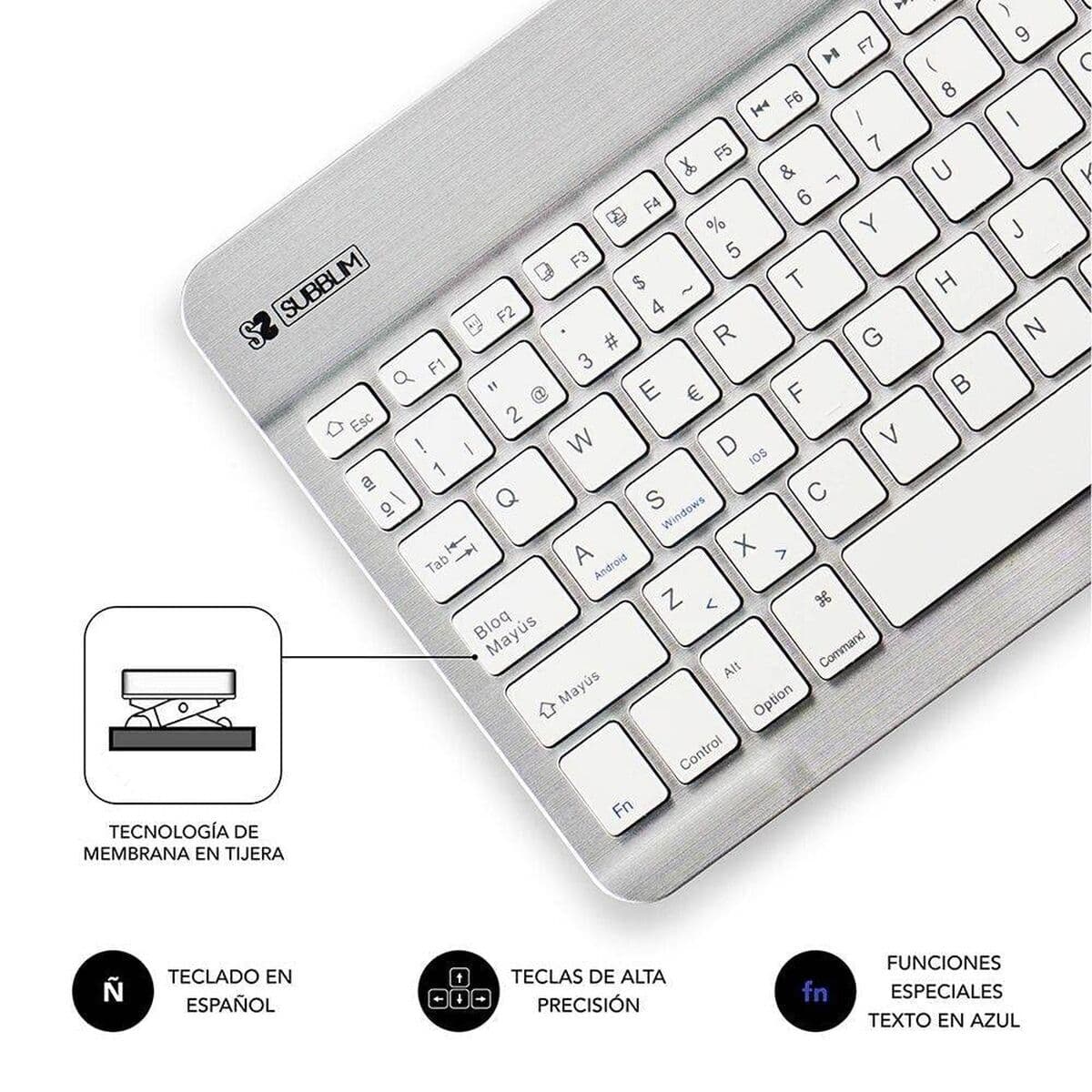 Clavier Bluetooth Subblim SUB-KBT-SM0001 Argenté Espagnol Qwerty - Image 20