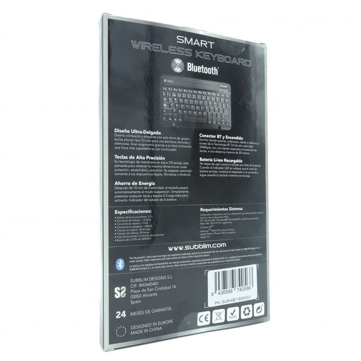 Clavier Bluetooth Subblim SUB-KBT-SM0001 Argenté Espagnol Qwerty - Image 26