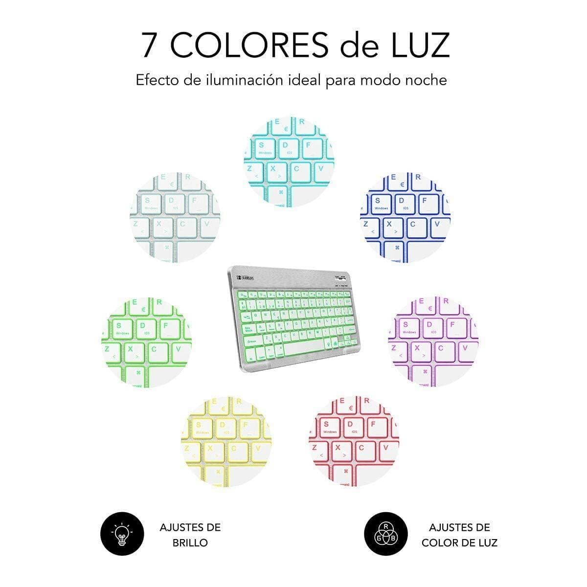 Bluetooth Tangentbord Subblim SUB-KBT-SMBL30 Multicolour Silvrig Qwerty Spanska QWERTY - Image 8