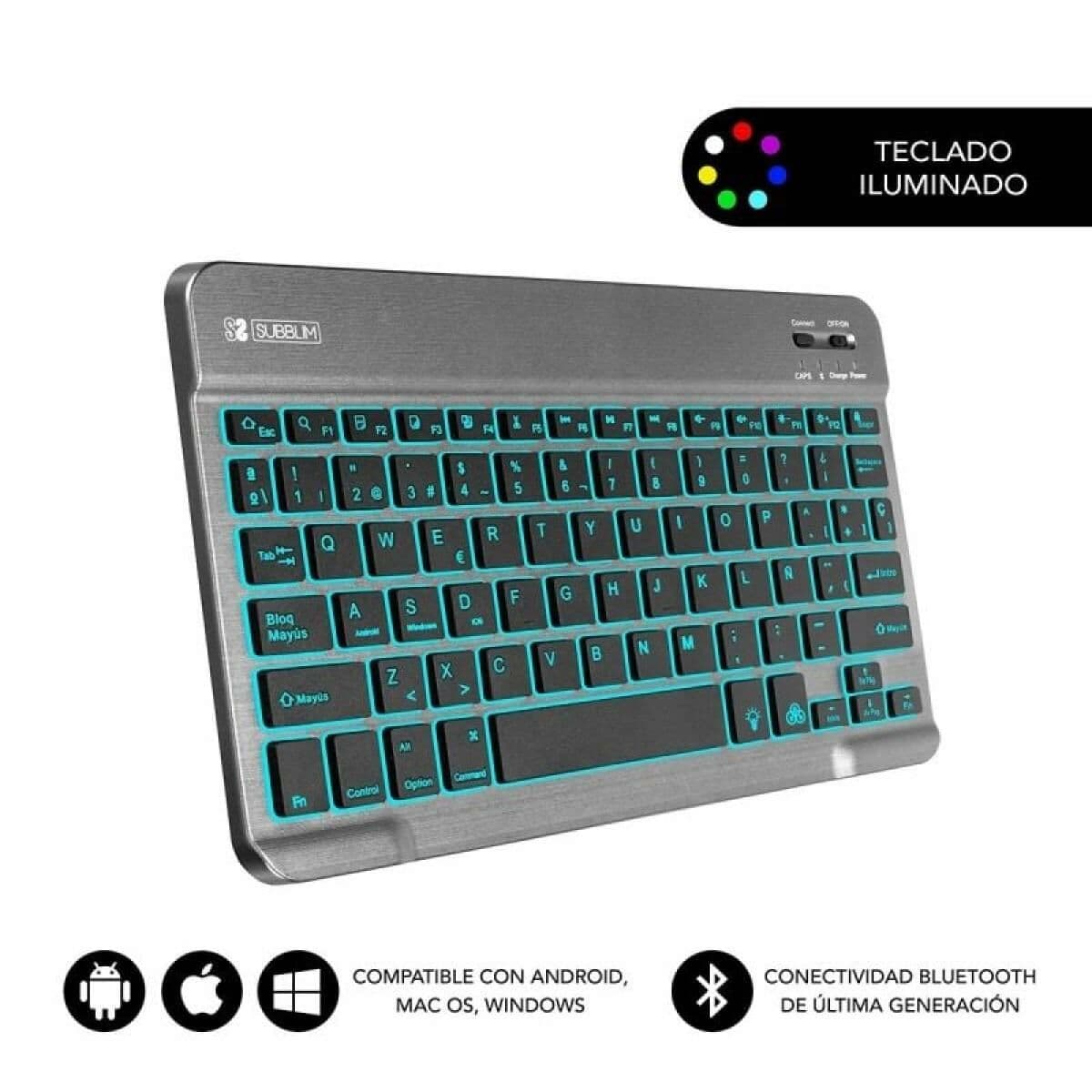 Teclado Bluetooth Subblim SUB-KBT-SMBL31 Gris Qwerty Español