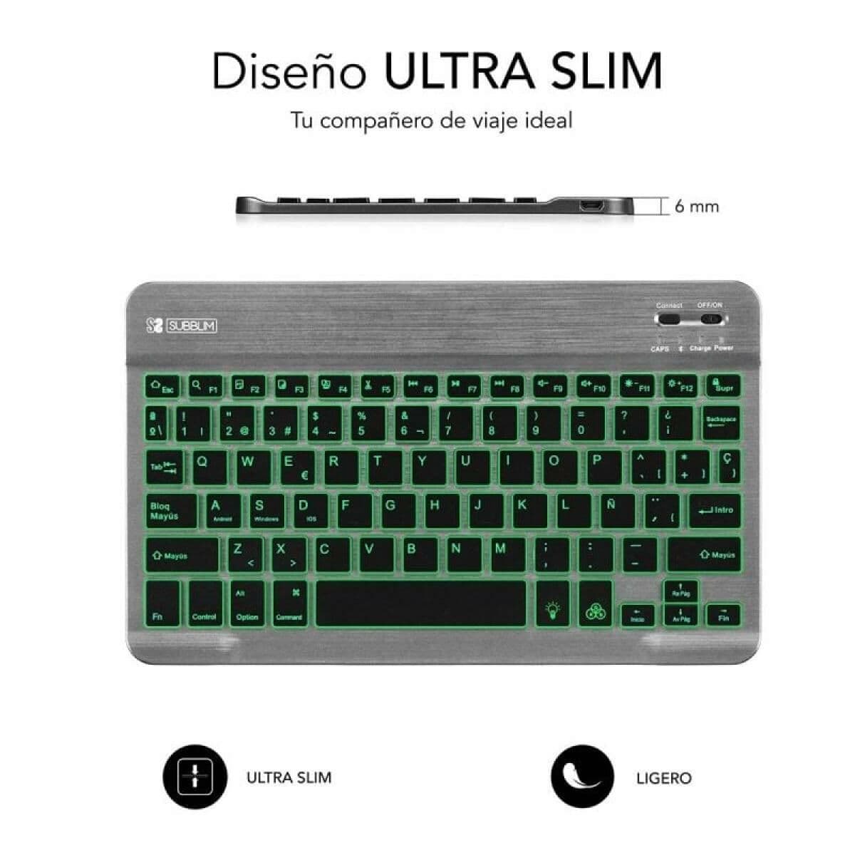Teclado Bluetooth Subblim SUB-KBT-SMBL31 Gris Qwerty Español - Image 4