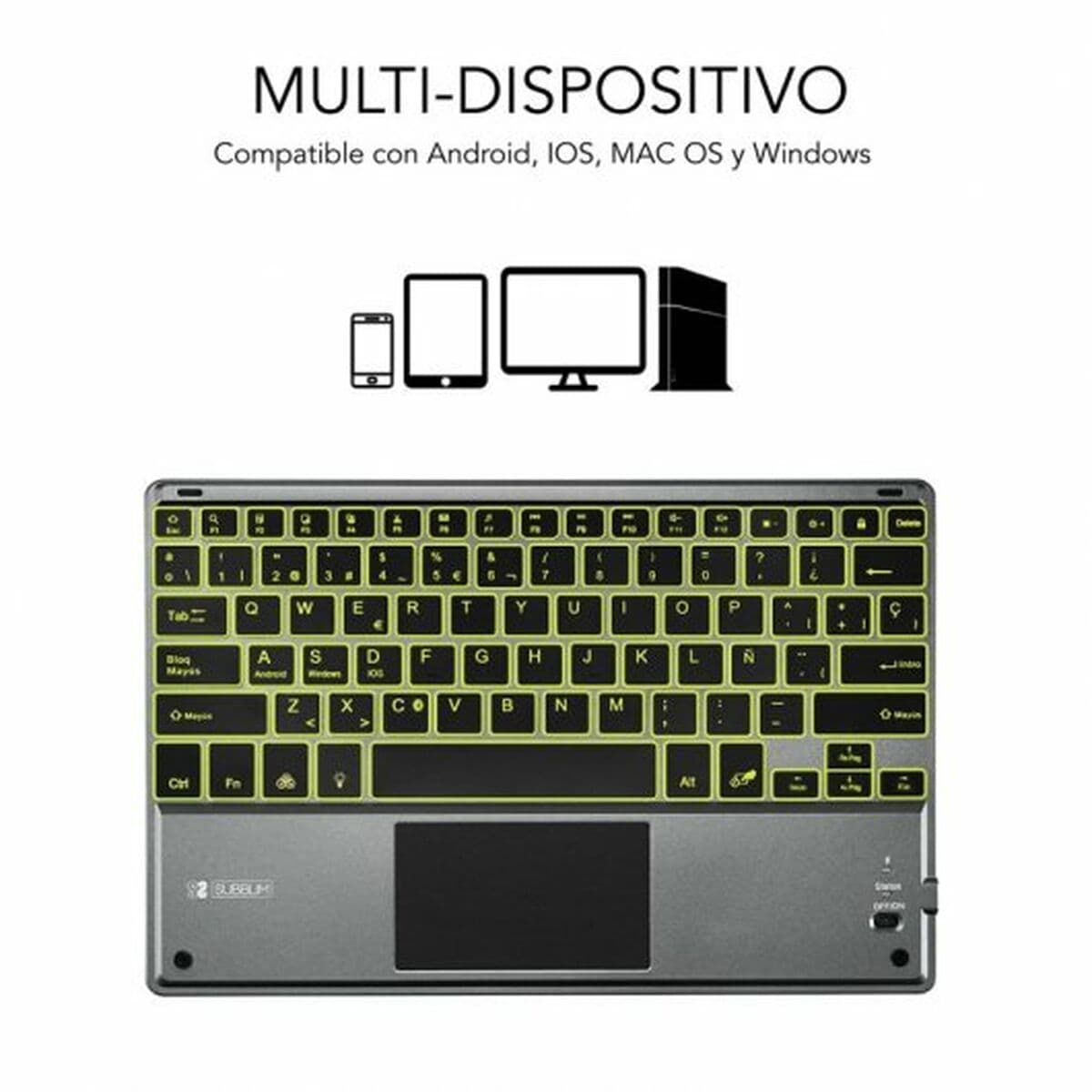 Touchpad mit Tastatur Subblim SUB-KBT-SMBT51 Grau Bunt Qwerty Spanisch QWERTY - Image 3