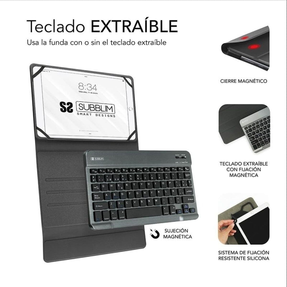 Funda para Tablet y Teclado Subblim SUB-KT2-BT0002 Gris Qwerty Español - Image 37