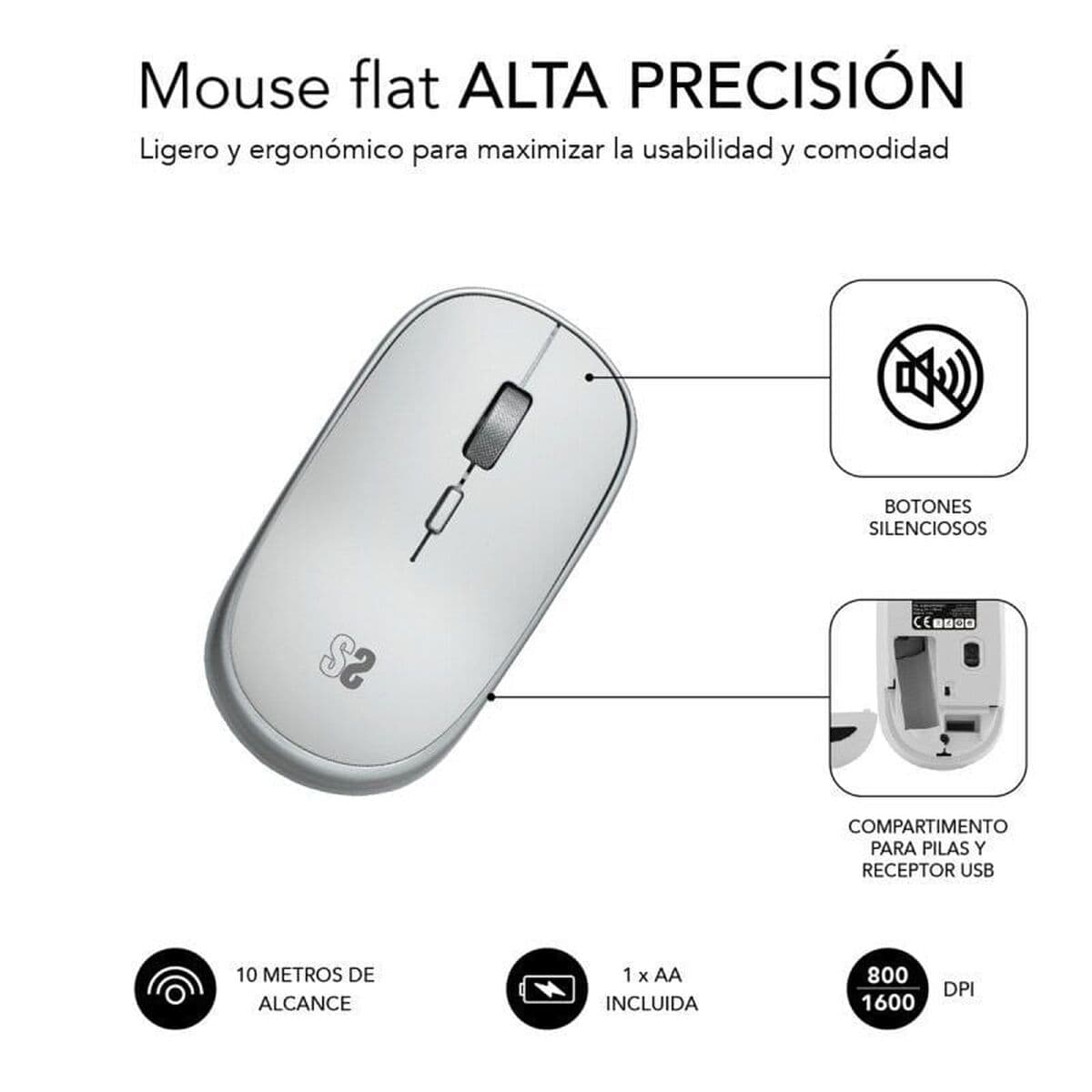 Wireless Mouse Subblim SUBMO-RFM0001 Silver 1600 dpi - Image 20