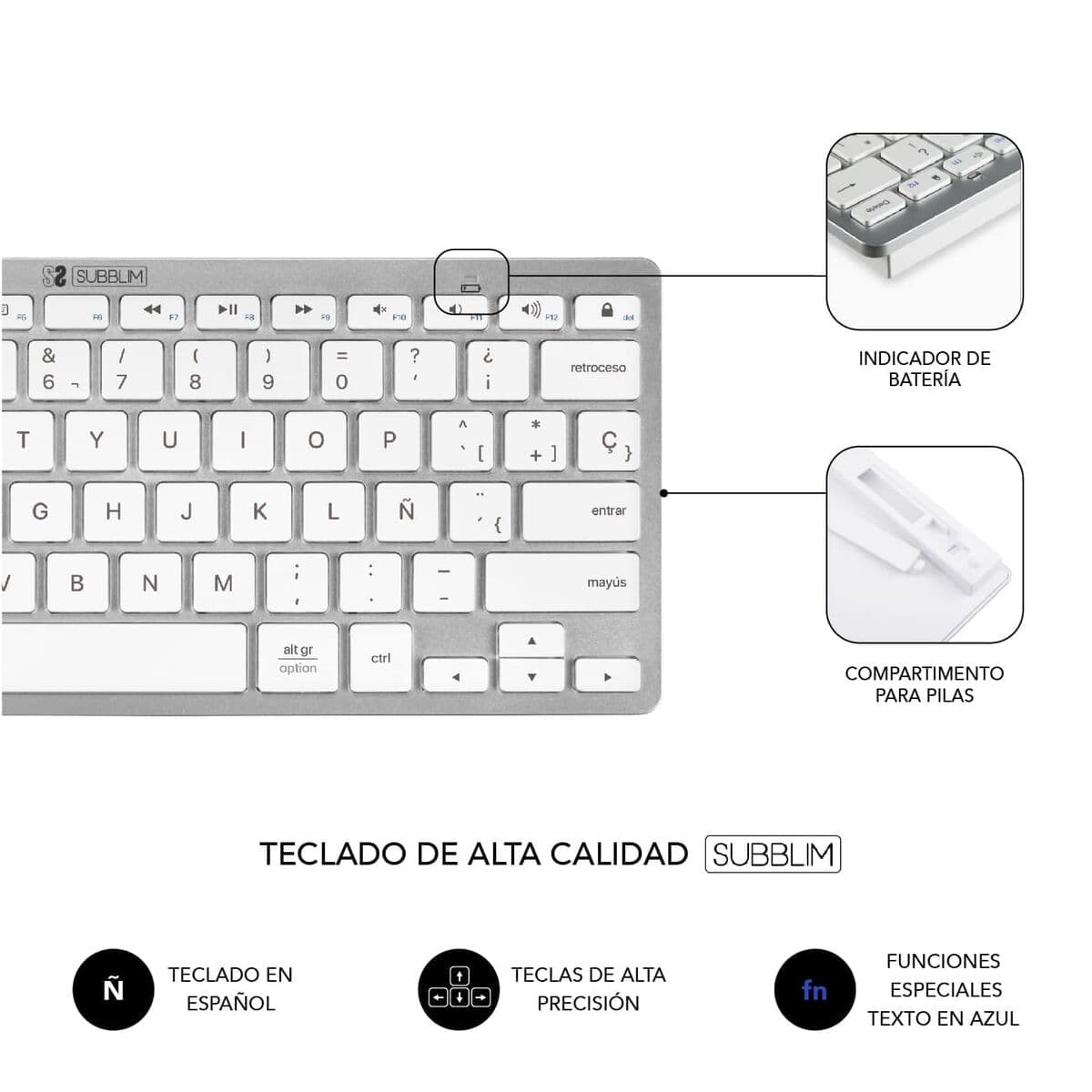 Tastatură și Mouse Subblim SUBKBC-OCO010 Argintiu (2 Unități) - Image 32