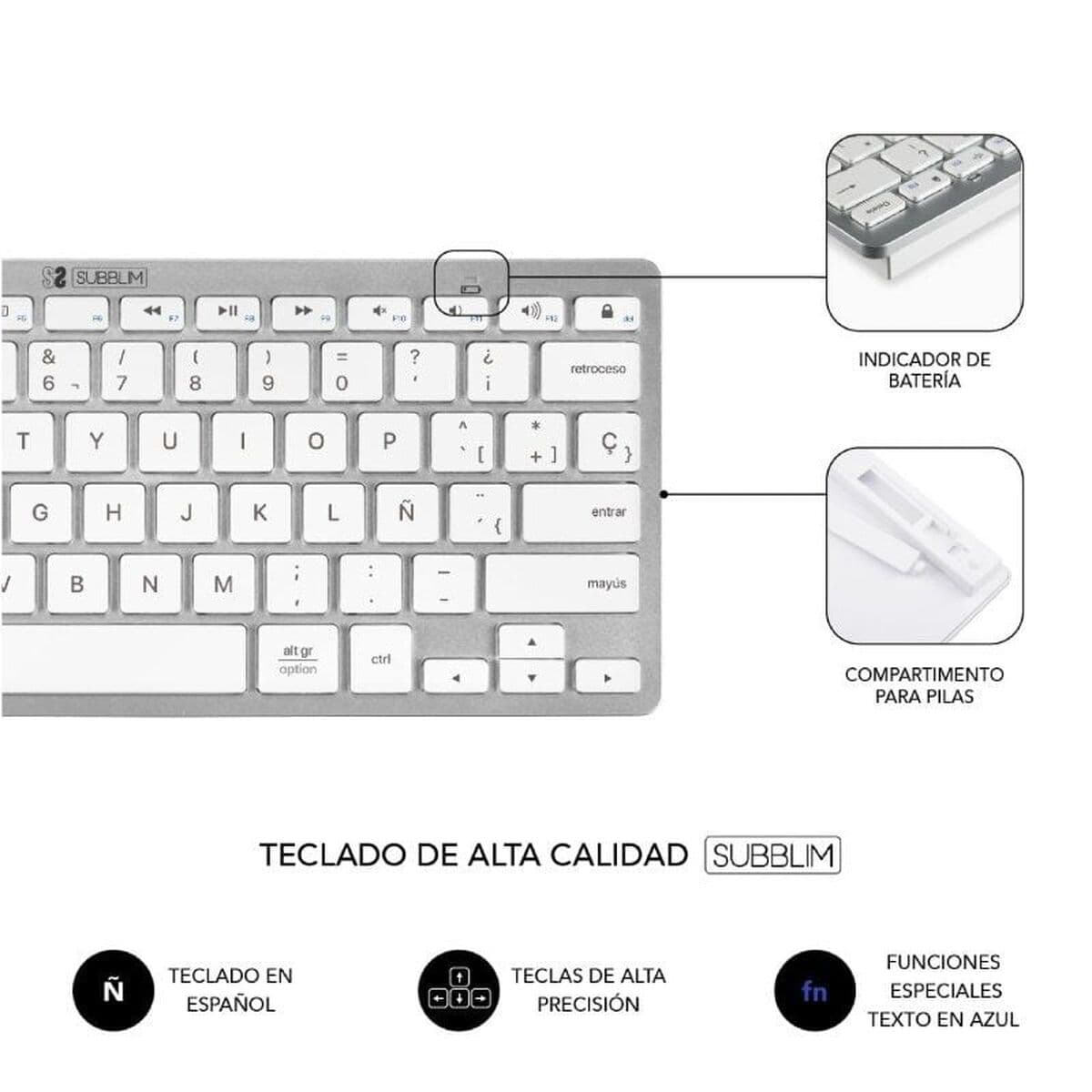 Tastatură și Mouse Subblim SUBKBC-OCO010 Argintiu (2 Unități) - Image 45