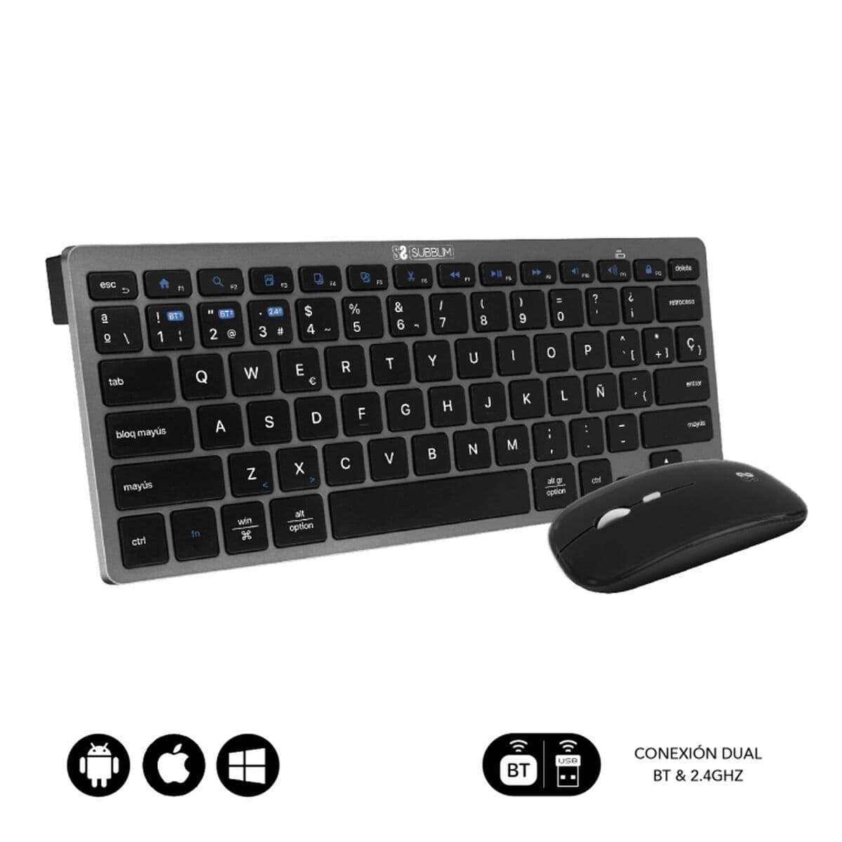 Tastatură și Mouse Subblim SUBKBC-OCO020 Negru Gri (2 Unități) - Image 34