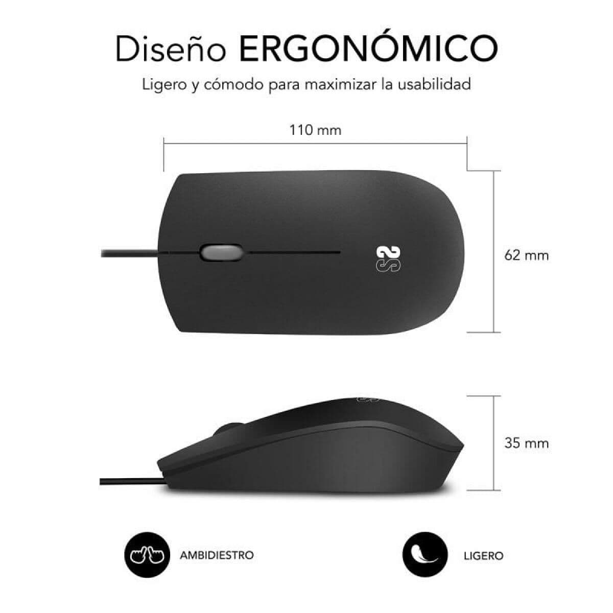 Mouse Subblim BUSINESS 1200 DPI Schwarz - Image 3
