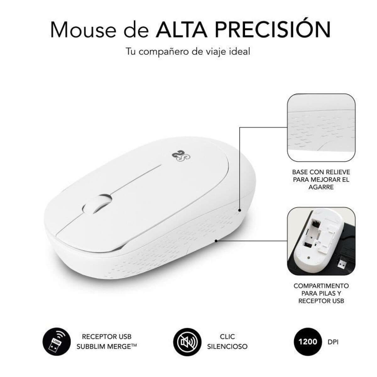 Mouse Subblim SUBMO-B2SW011 Alb 1200 DPI - Image 5