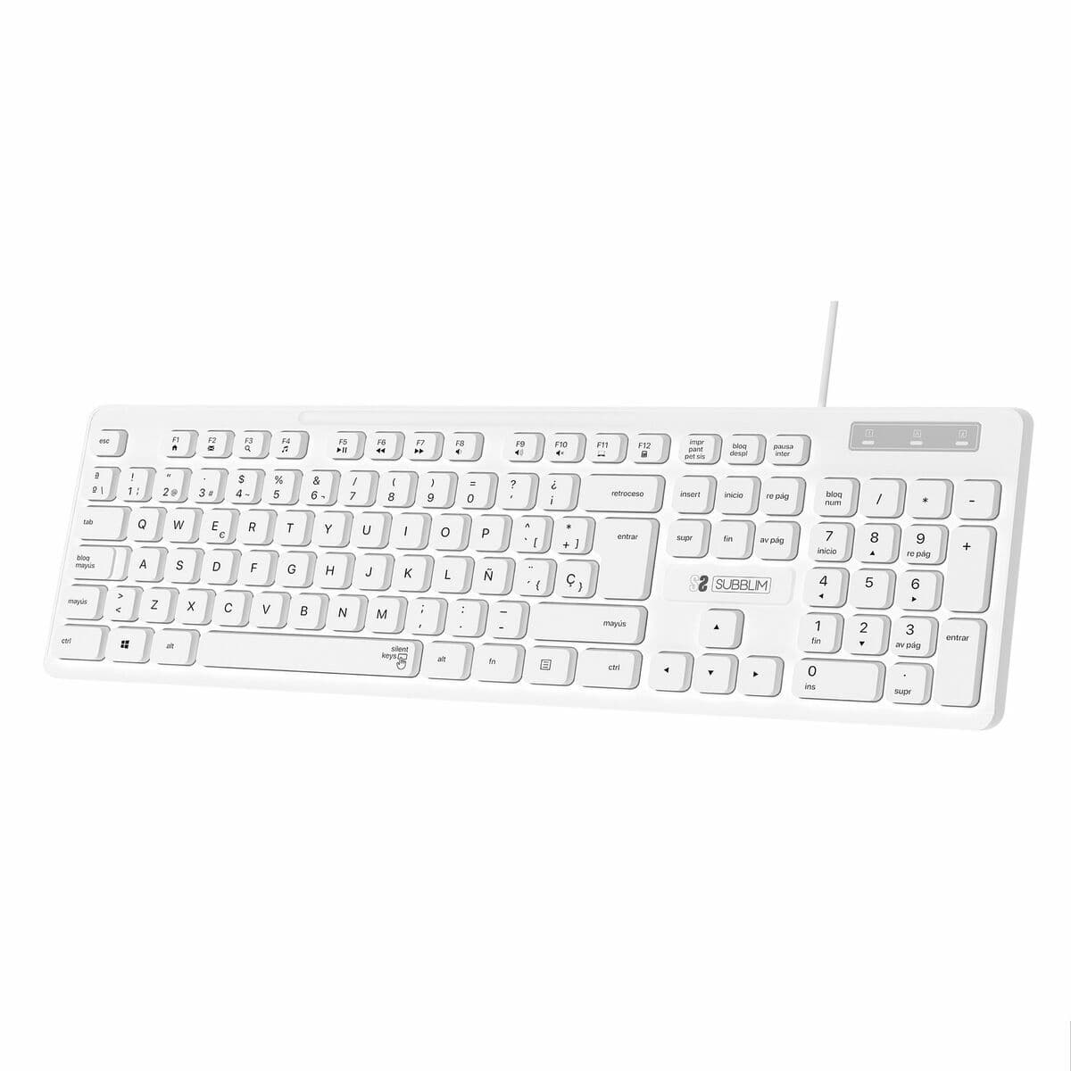 Teclado Subblim SUBKBC-0SSK51 Blanco Qwerty Español