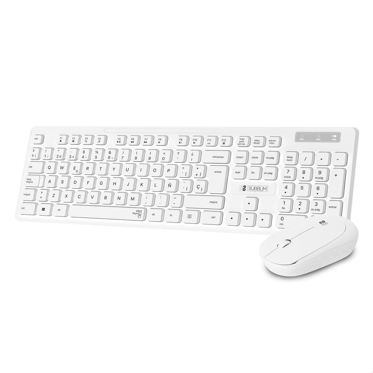Tastatur mit Drahtloser Maus Subblim SUBKBC-CSSW11 Weiß Qwerty Spanisch - Image 12