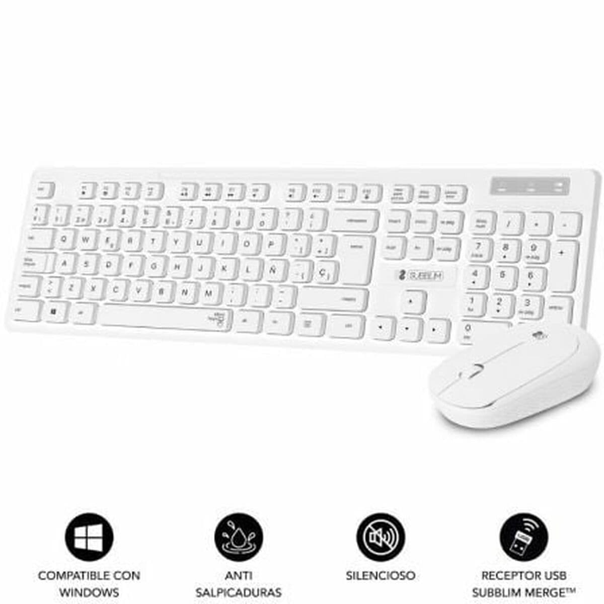 Tastatur mit Drahtloser Maus Subblim SUBKBC-CSSW11 Weiß Qwerty Spanisch - Image 22