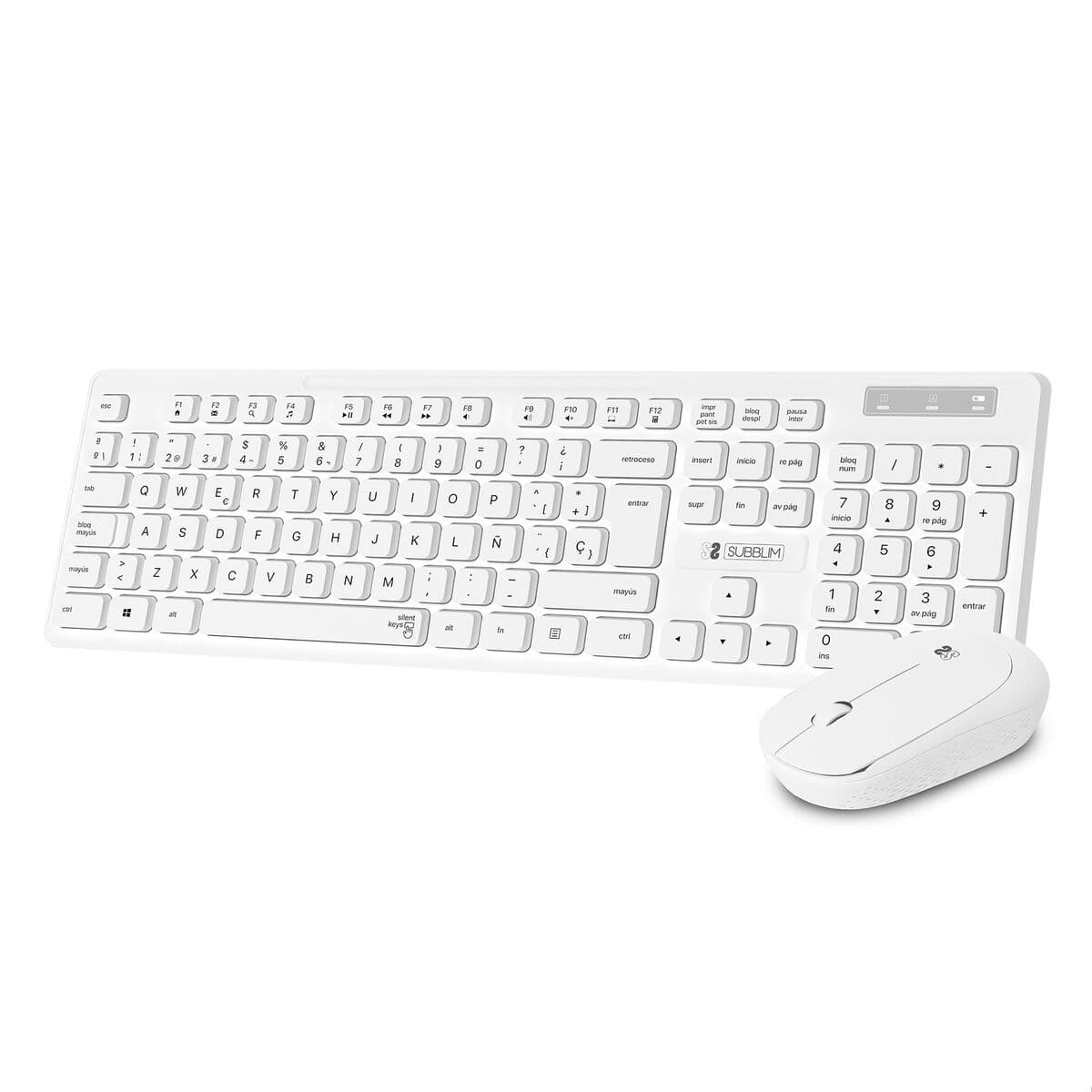 Tastatur mit Drahtloser Maus Subblim SUBKBC-CSSW11 Weiß Qwerty Spanisch - Image 13