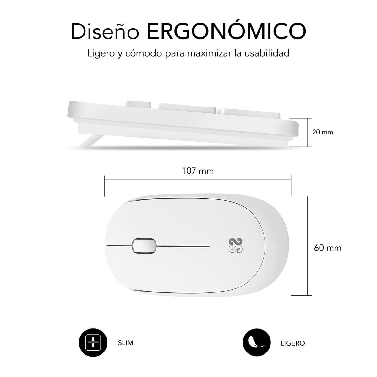 Tastatur mit Drahtloser Maus Subblim SUBKBC-CSSW11 Weiß Qwerty Spanisch - Image 3