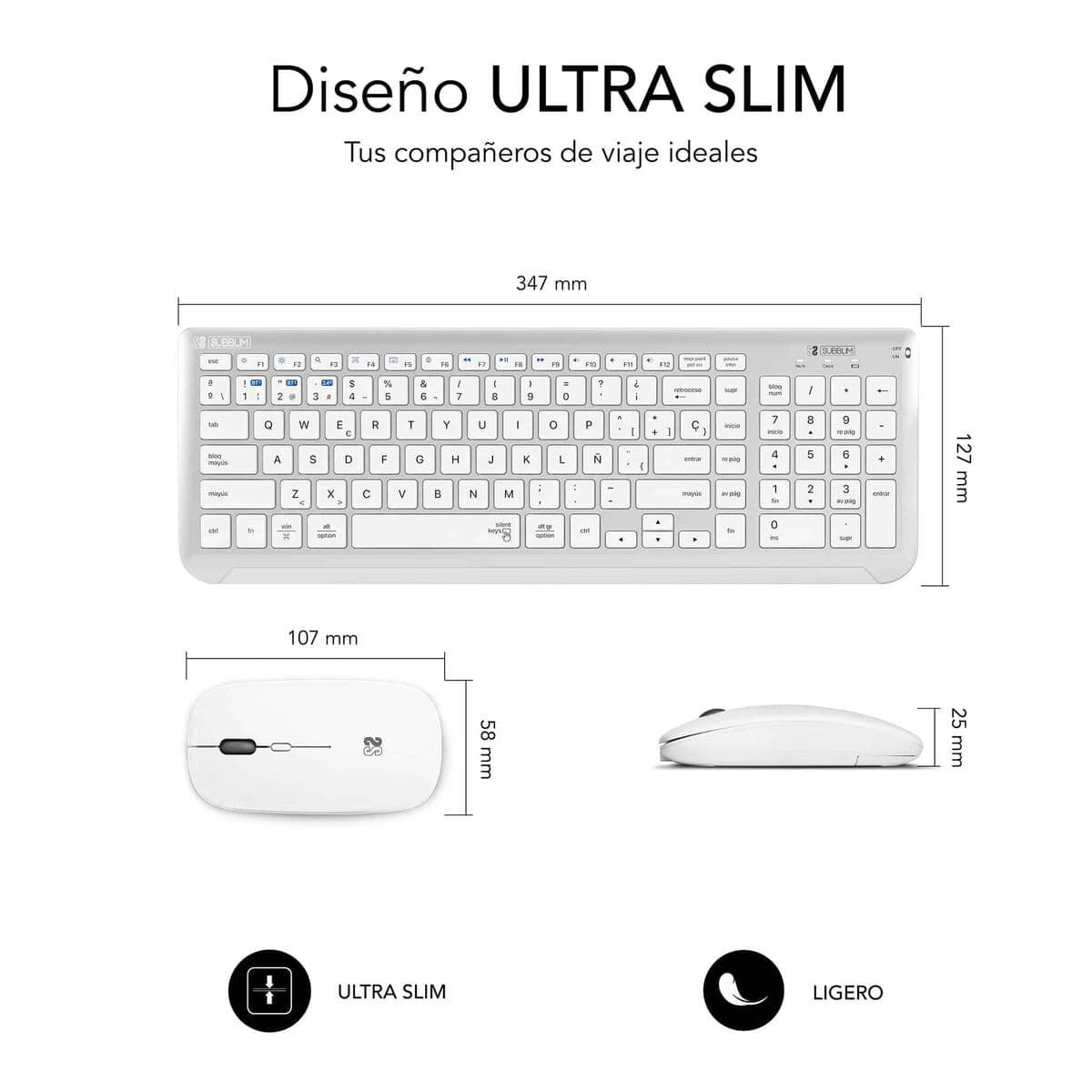 Clavier et souris sans fil Subblim SUBKBC-DCEP20 Gris Espagnol Qwerty - Image 22