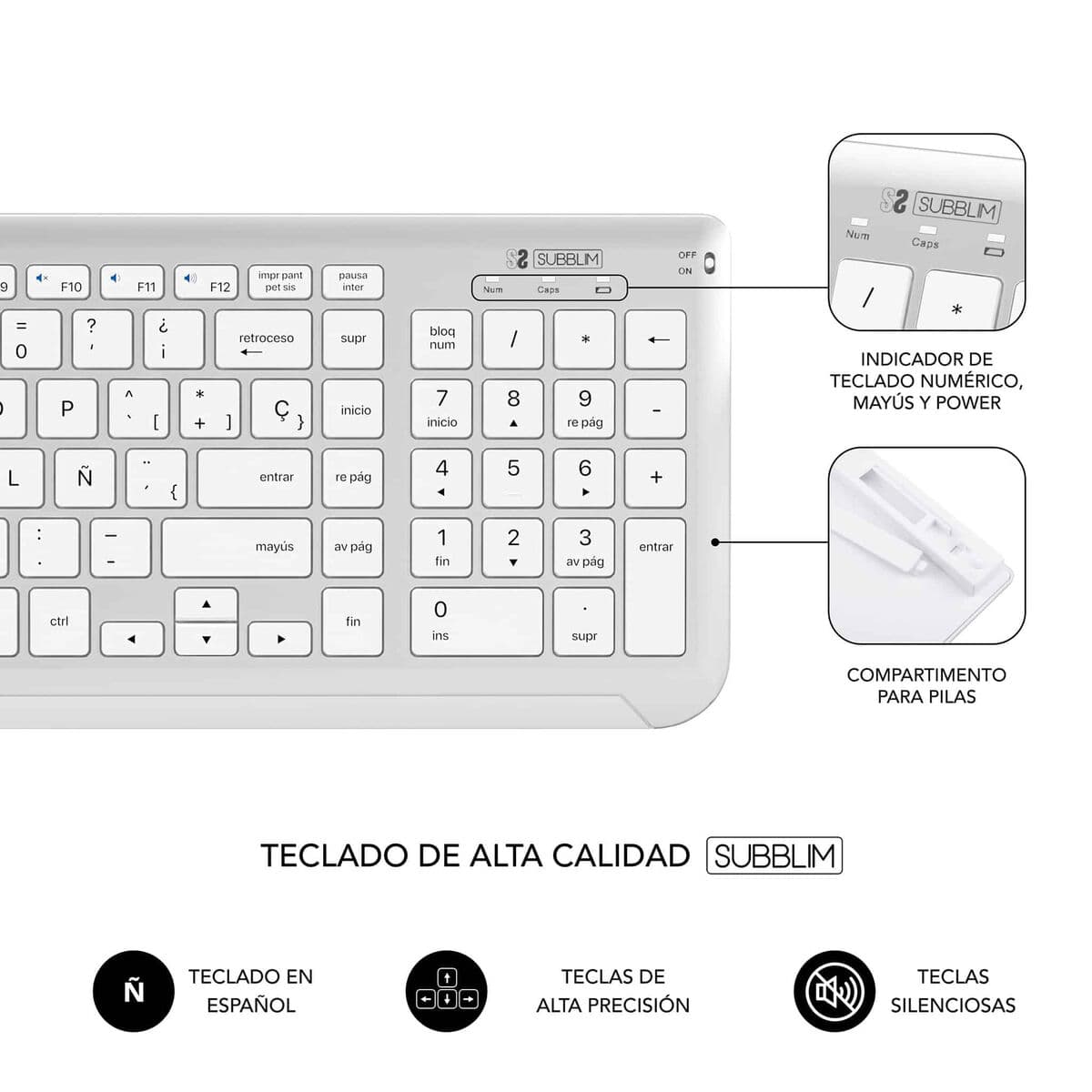 Clavier et souris sans fil Subblim SUBKBC-DCEP20 Gris Espagnol Qwerty - Image 23