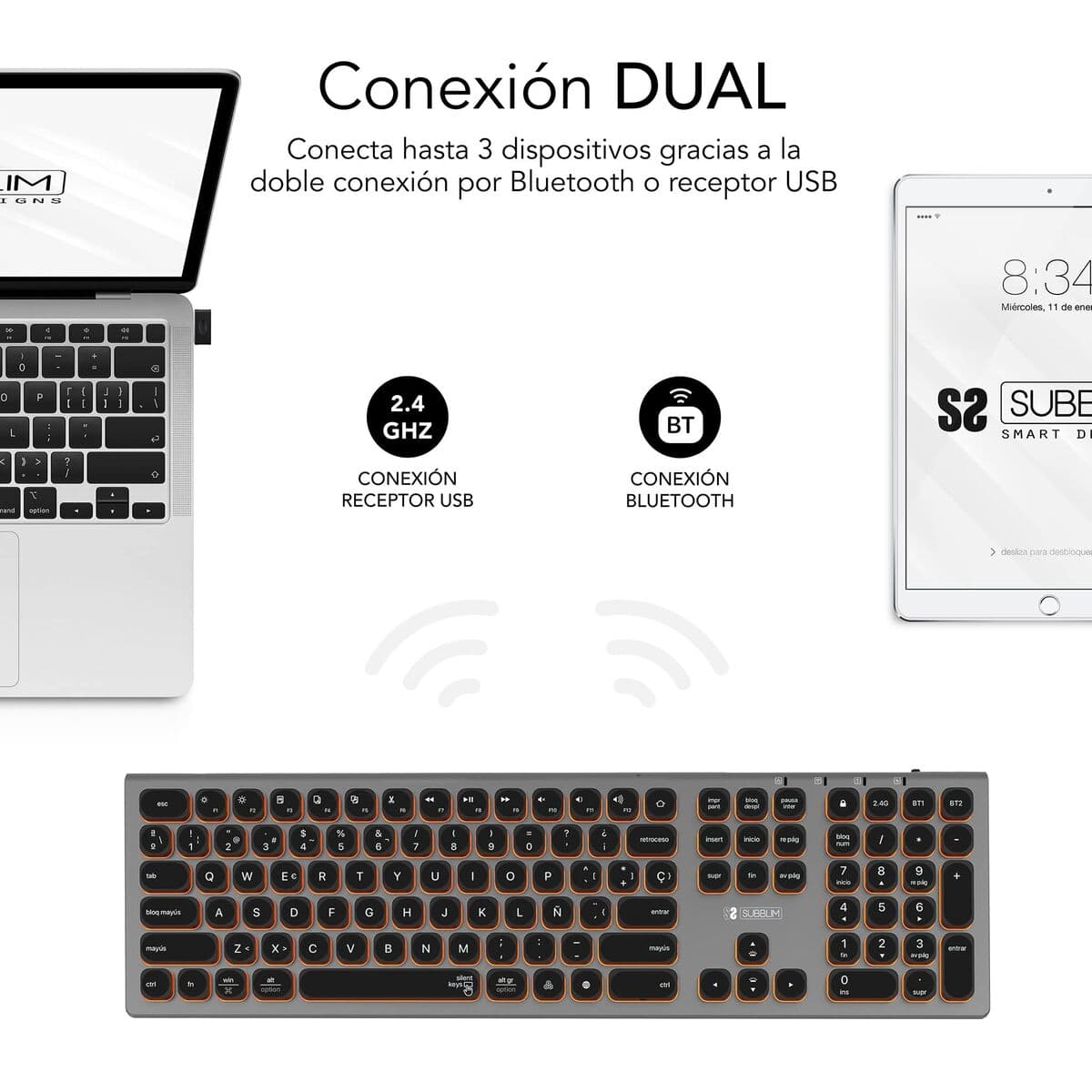 Clavier Bluetooth Subblim SUBKB-3MIE310 Noir - Image 7