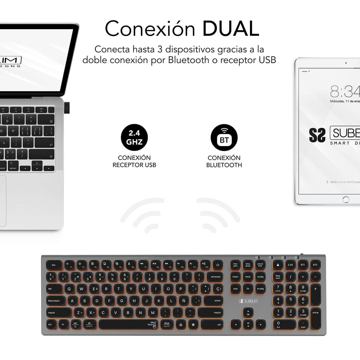 Clavier Bluetooth Subblim SUBKB-3MIE310 Noir - Image 15