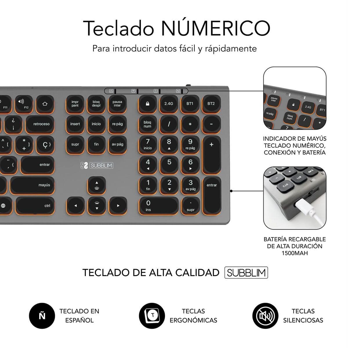 Clavier Bluetooth Subblim SUBKB-3MIE310 Noir - Image 18