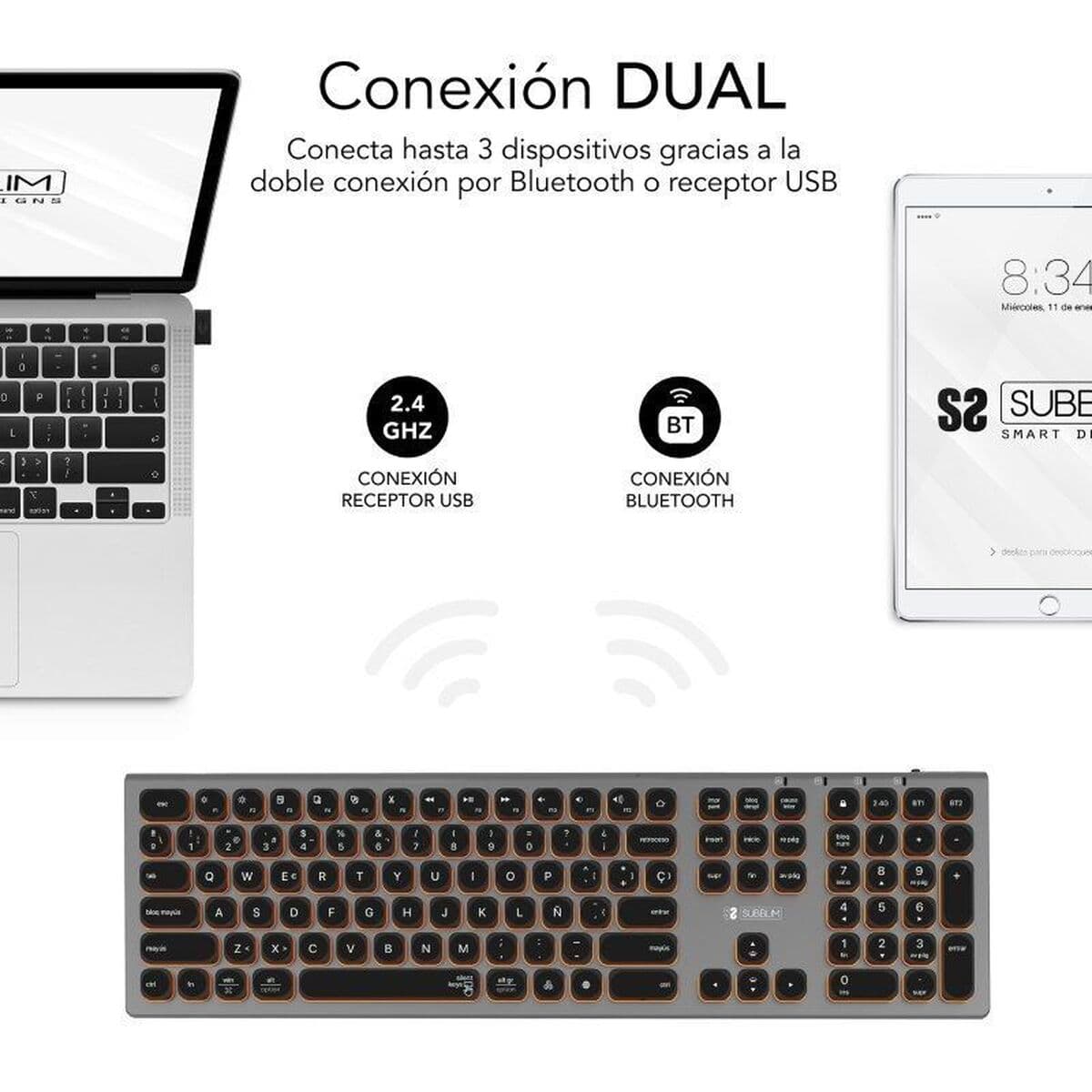 Clavier Bluetooth Subblim SUBKB-3MIE310 Noir - Image 24