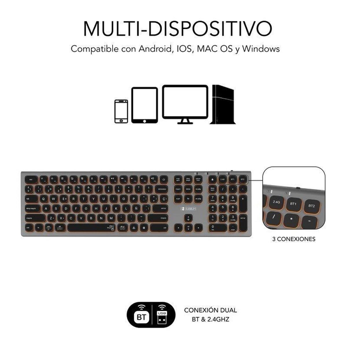 Clavier Bluetooth Subblim SUBKB-3MIE310 Noir - Image 25