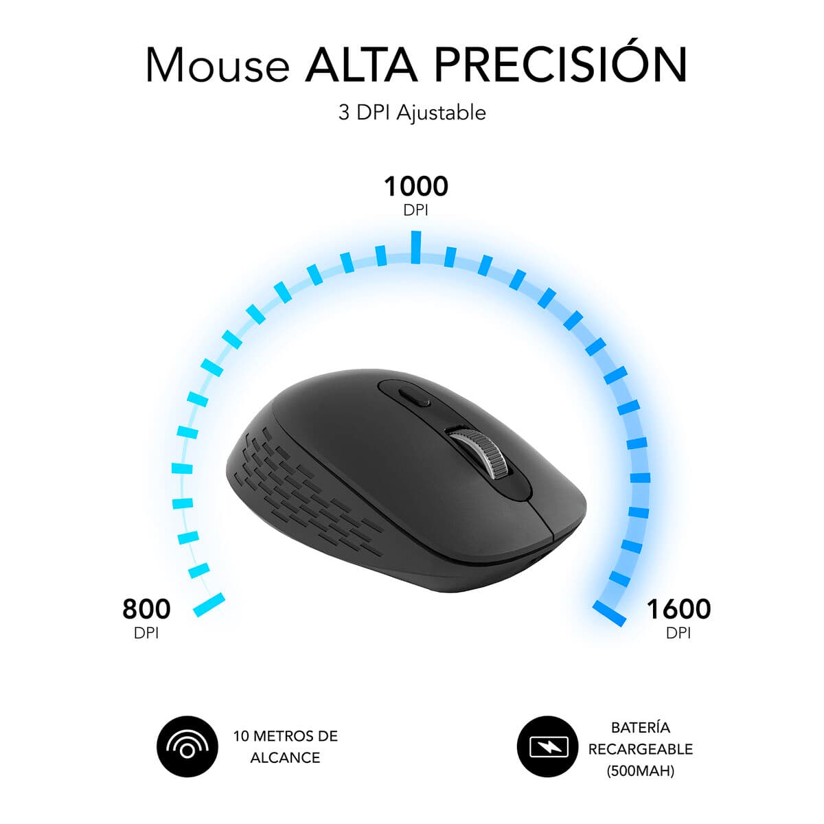 Souris sans-fil Subblim SUBMO-EDCUR01 Noir 1600 dpi - Image 6
