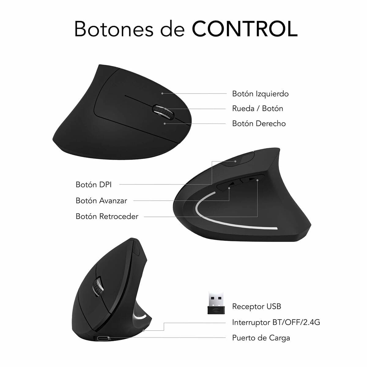 Souris Optique Ergonomique Subblim SUBMO-EDGVW01 Noir 1600 dpi - Image 20