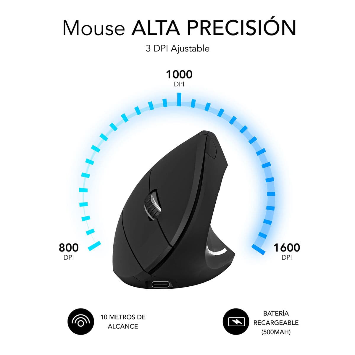 Souris Optique Ergonomique Subblim SUBMO-EDGVW01 Noir 1600 dpi - Image 37