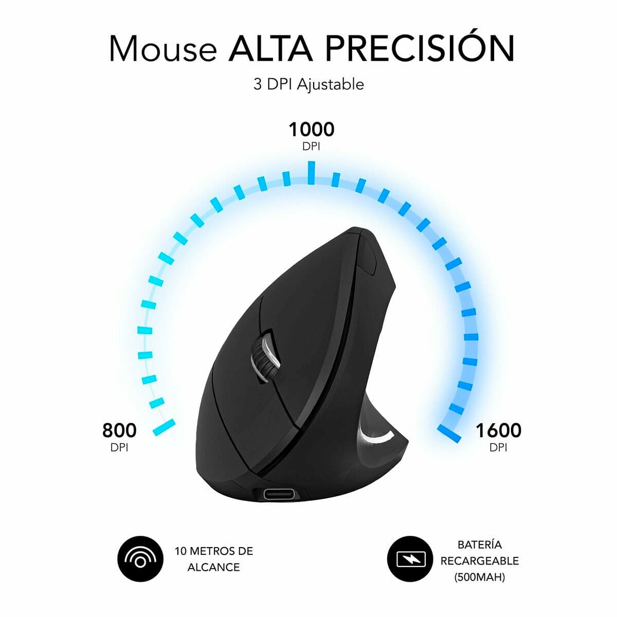 Souris Optique Ergonomique Subblim SUBMO-EDGVW01 Noir 1600 dpi - Image 27
