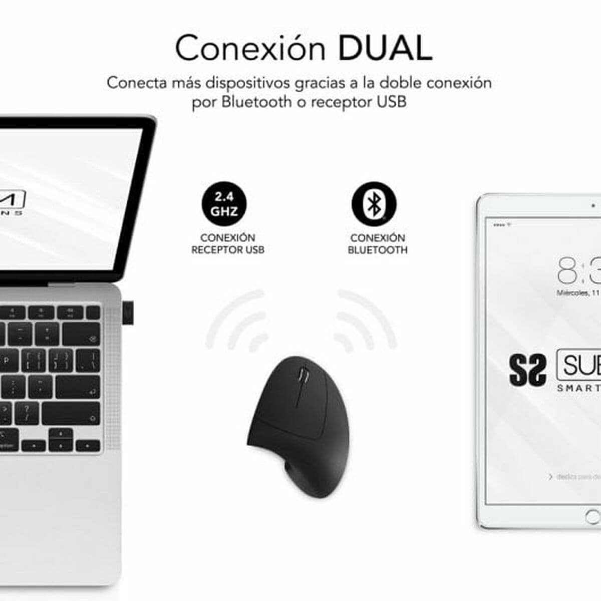 Souris Optique Ergonomique Subblim SUBMO-EDGVW01 Noir 1600 dpi - Image 5