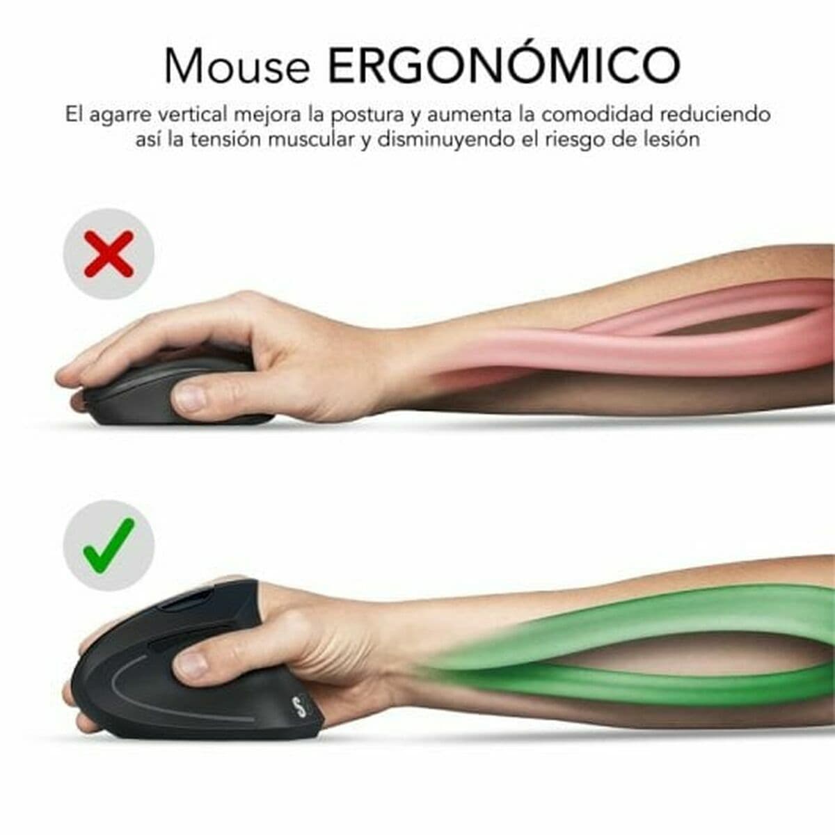 Souris Optique Ergonomique Subblim SUBMO-EDGVW01 Noir 1600 dpi - Image 8