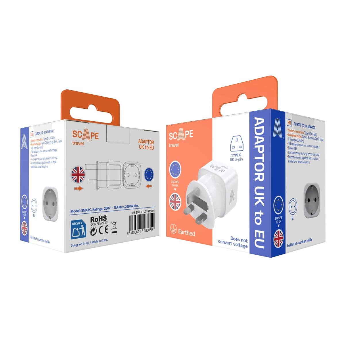 Plugg adapter Scape Travel 850UK Plast 13 A - Image 8